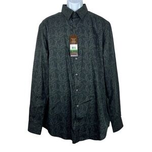 NWT PERRYELLIS Men’s Shirt Buttons Down Black Sz LT
